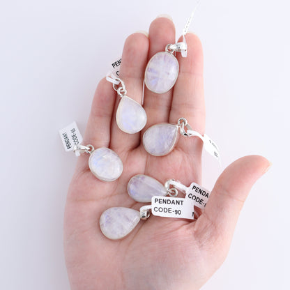 One Rainbow Moonstone Sterling Silver Pendant (chain not included) - Expert Wholesale and Supplier of Wholesale Crystals & Bulk Gemstones, ["Pendant","Rainbow Moonstone","Sterling Silver"]