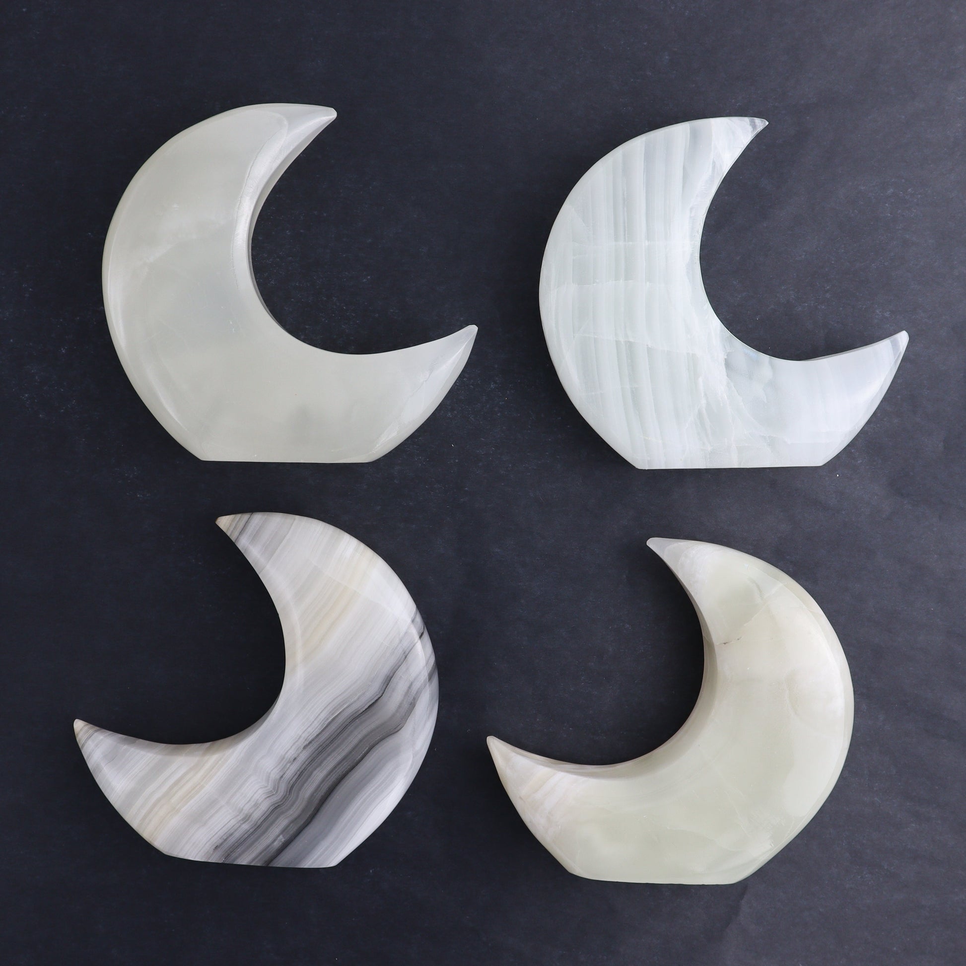 One Standing Moon Mexican Onyx/Calcite White - Expert Wholesale and Supplier of Wholesale Crystals & Bulk Gemstones, ["Calcite","Catalog Onyx","Mexico","moons","onyx"]