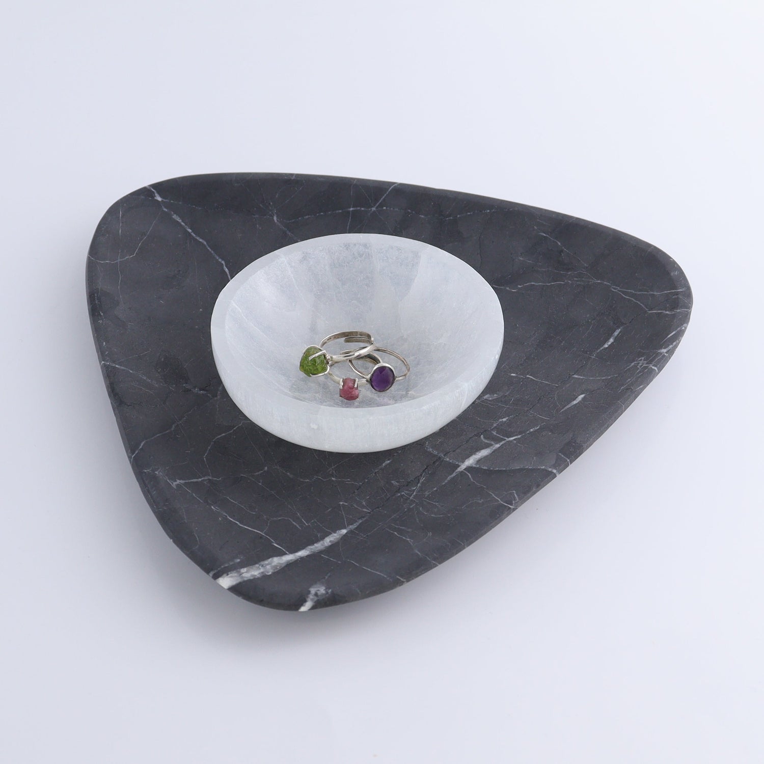 One Selenite (Satin Spar) Round Bowl 10 cm - Expert Wholesale and Supplier of Wholesale Crystals & Bulk Gemstones, ["Bowls","Morocco","Selenite"]