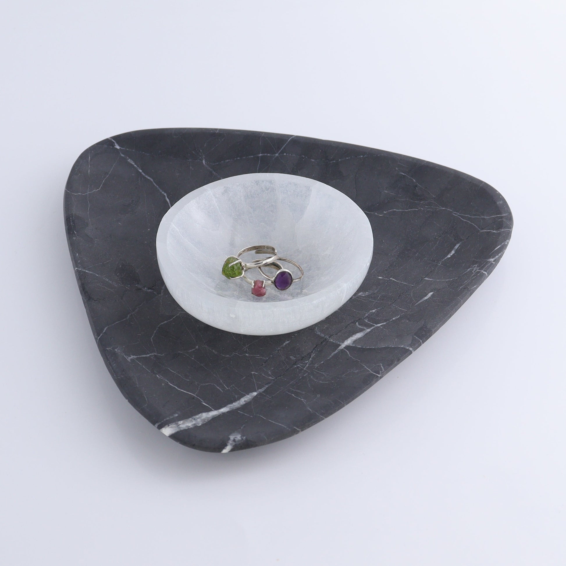 One Selenite (Satin Spar) Round Bowl 10 cm - Expert Wholesale and Supplier of Wholesale Crystals & Bulk Gemstones, ["Bowls","Morocco","Selenite"]