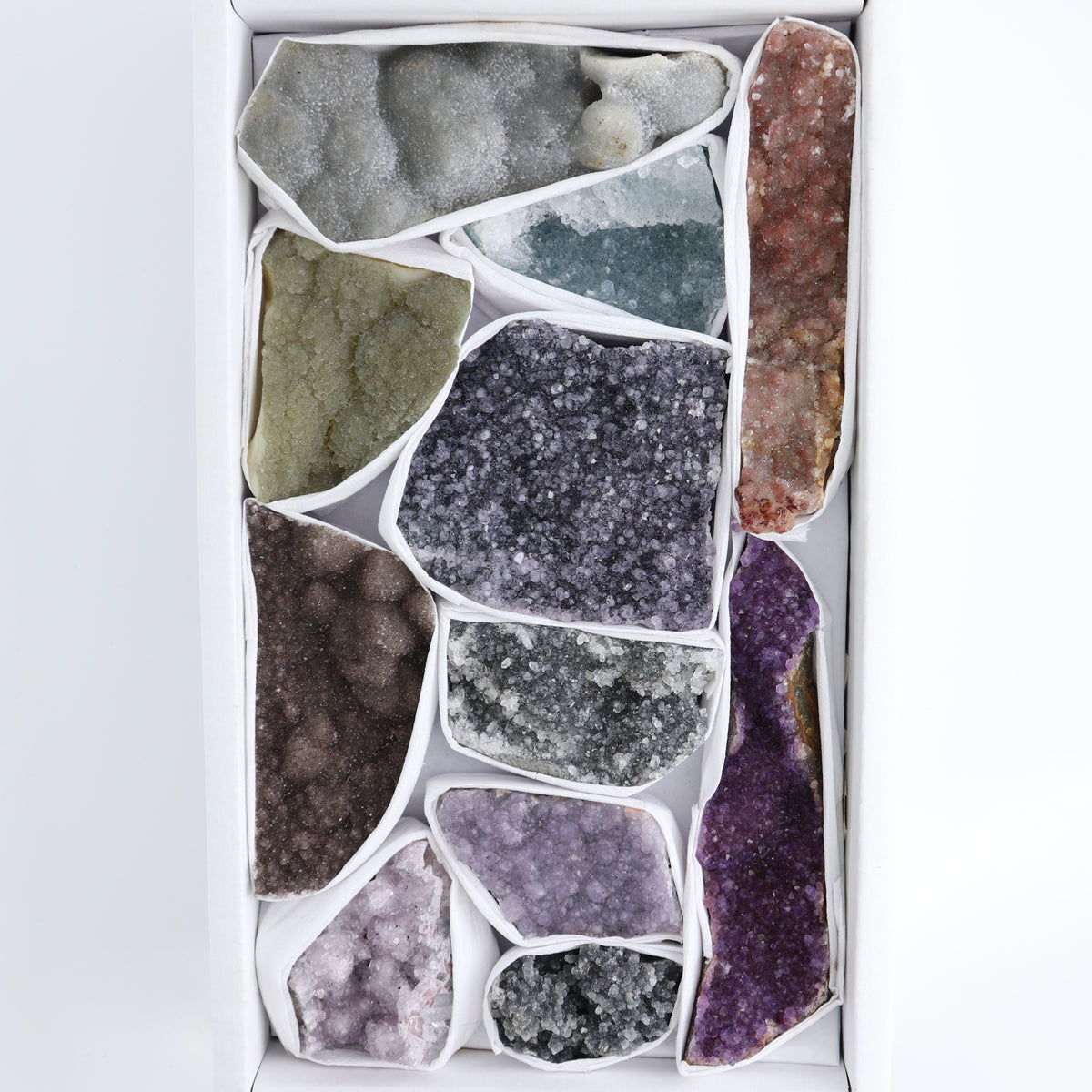 Uruguay Rainbow Amethyst Clusters Flat of 11