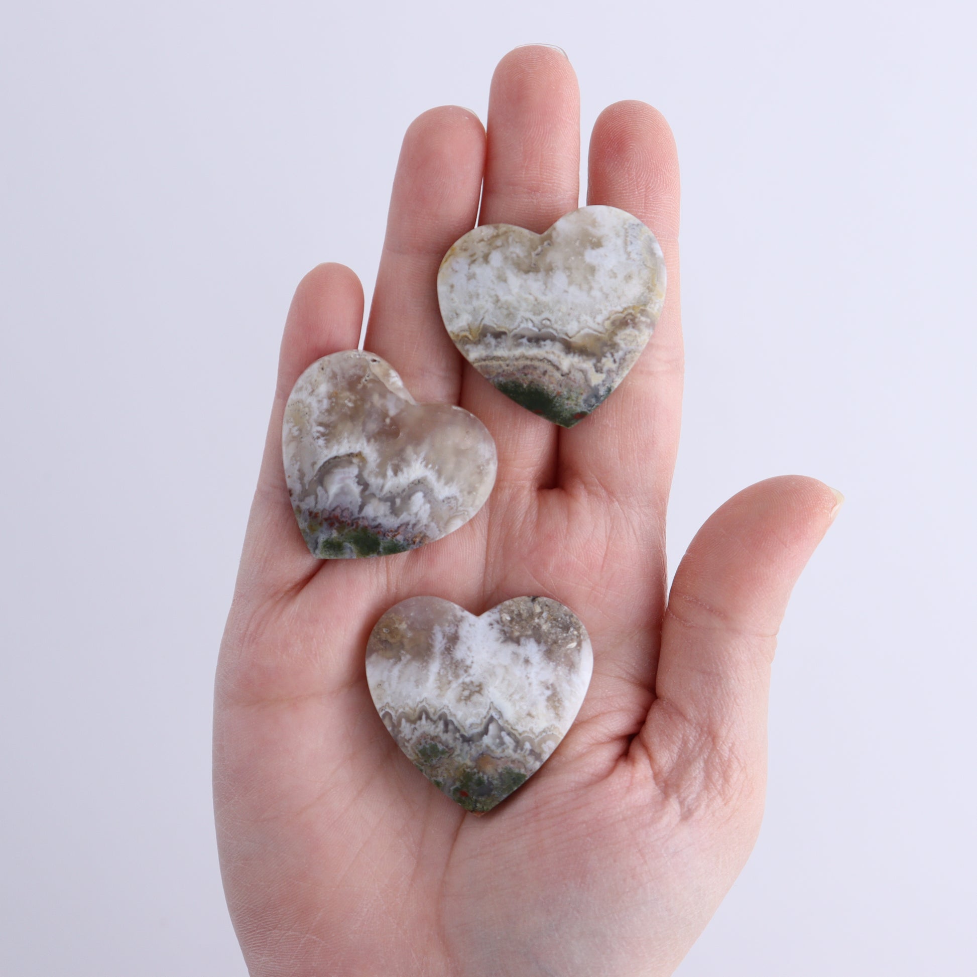 One Moss Agate Heart Cab - Expert Wholesale and Supplier of Wholesale Crystals & Bulk Gemstones, ["Agate","Cabs","Hearts","Moss Agate"]