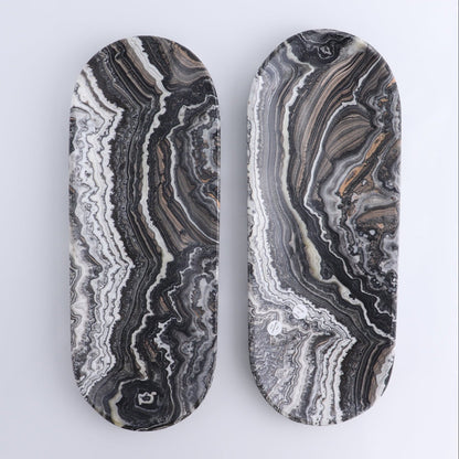 One Oval Dish Mexican Onyx/Calcite Black & White Zebra