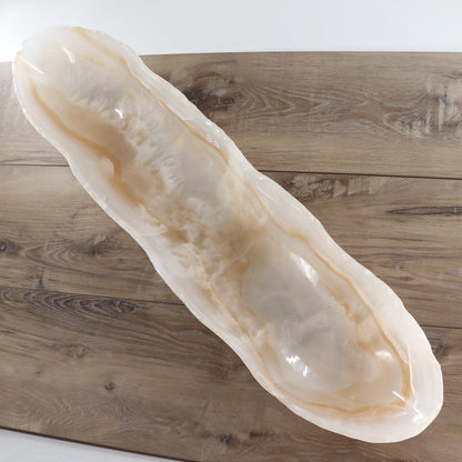 Mexican Onyx/Calcite Canoe Bowl 35"