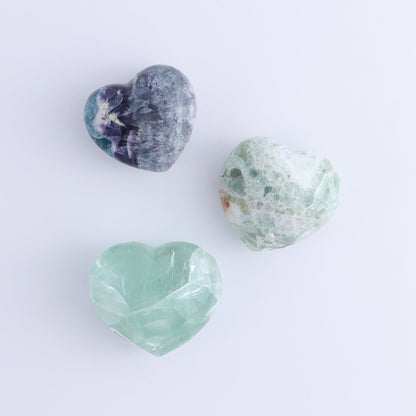 Fluorite Hearts Set of 7 - Expert Wholesale and Supplier of Wholesale Crystals & Bulk Gemstones, ["Fluorite","Hearts","Mexico"]