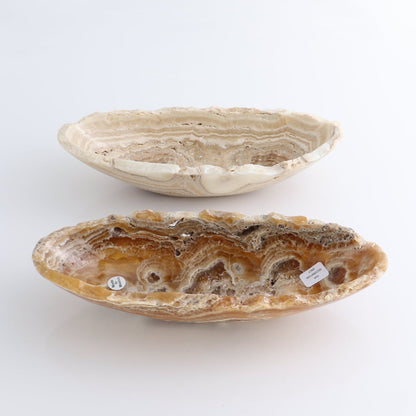 One Mexican Onyx/Calcite Porous Small Canoe Bowl