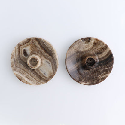 One Palo Santo/Incense/Candle Holder Mexican Onyx/Calcite Chocolate