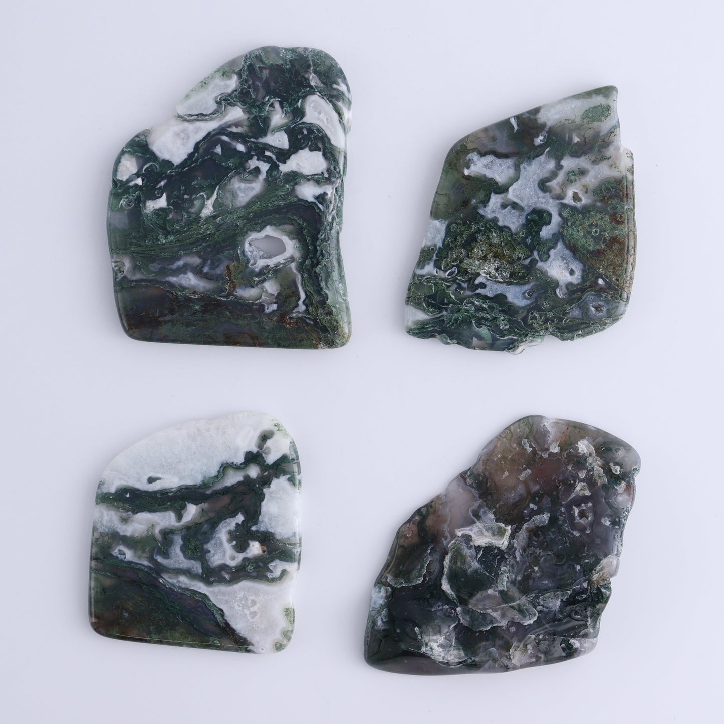 Moss Agate Slices & Slabs Set of 4 - Expert Wholesale and Supplier of Wholesale Crystals & Bulk Gemstones, ["Agate","Moss Agate","Slices and Slabs"]