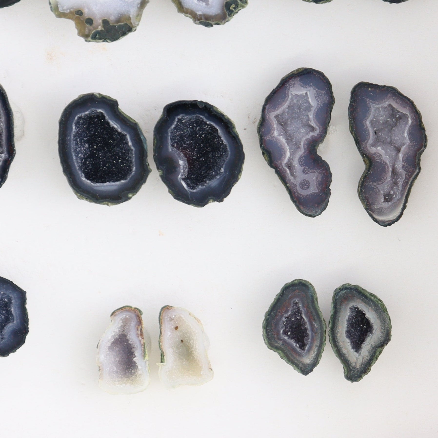 Tabasco Geodes 9 Pairs - Expert Wholesale and Supplier of Wholesale Crystals & Bulk Gemstones, ["Geodes","Tabasco Geode"]