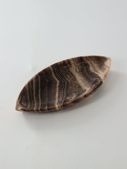 Large Chocolate Onyx Leaf Dishes Set of 6