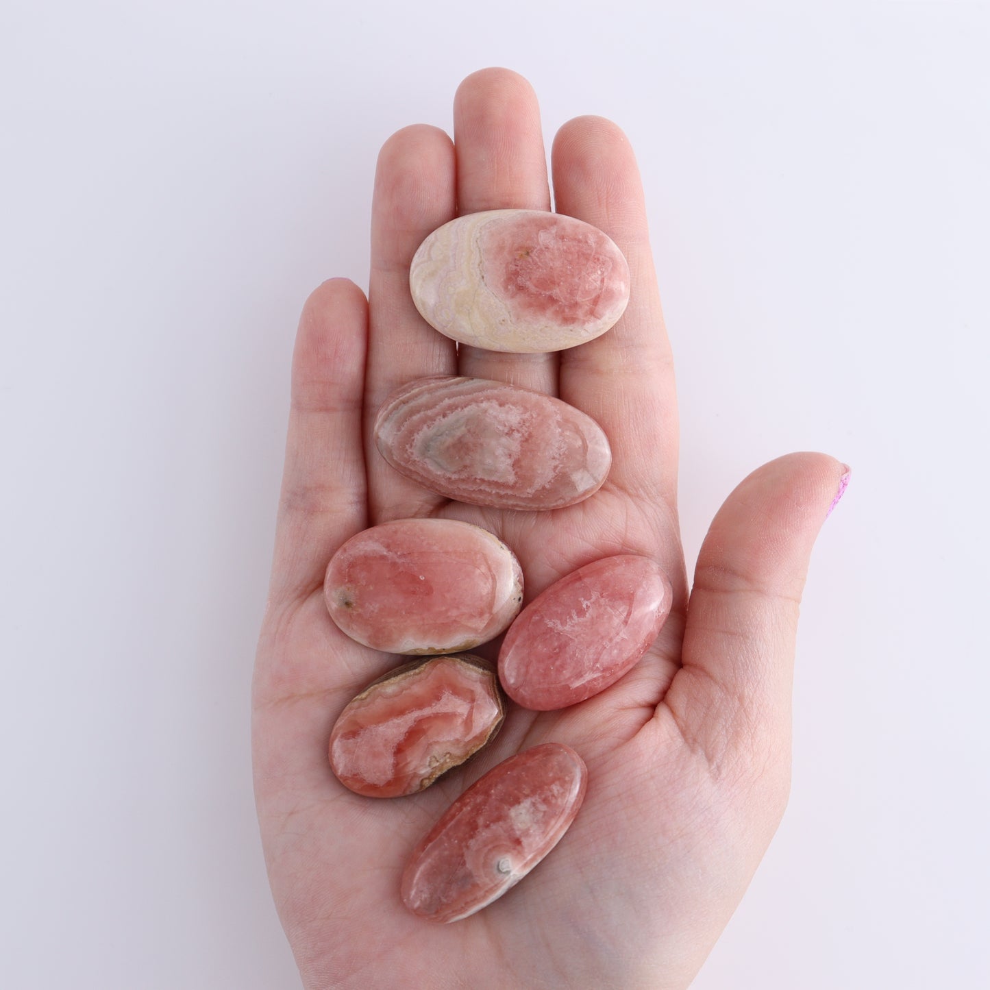 Rhodochrosite Oval Cabs Set of 8 - Expert Wholesale and Supplier of Wholesale Crystals & Bulk Gemstones, ["Argentina","Cabs","Oval","Rhodochrosite"]