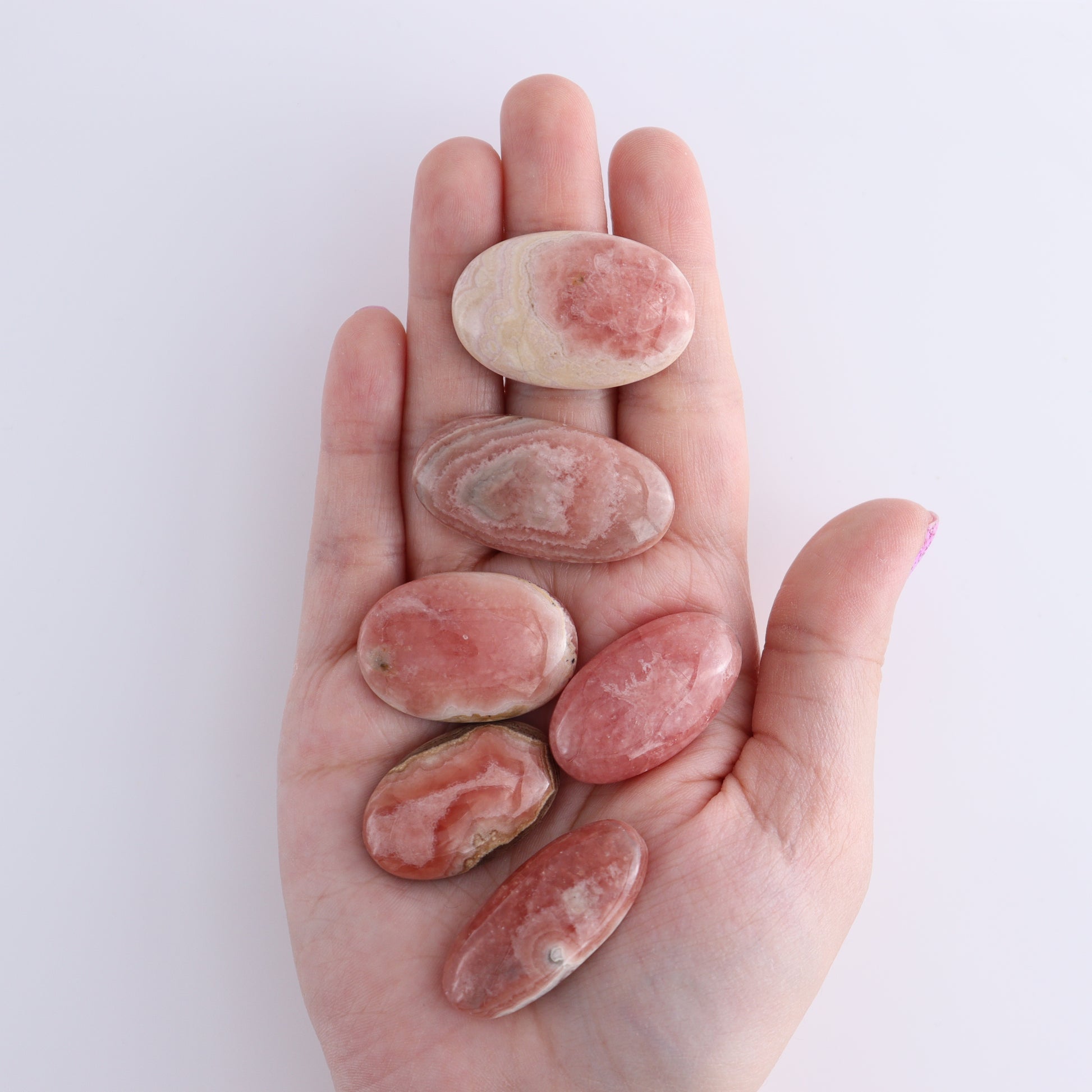 Rhodochrosite Oval Cabs Set of 8 - Expert Wholesale and Supplier of Wholesale Crystals & Bulk Gemstones, ["Argentina","Cabs","Oval","Rhodochrosite"]