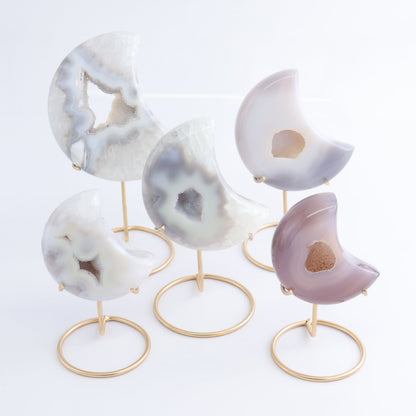 Agate Moons with Stand Set of 5 - Expert Wholesale and Supplier of Wholesale Crystals & Bulk Gemstones, ["Agate","Brazil","moons"]