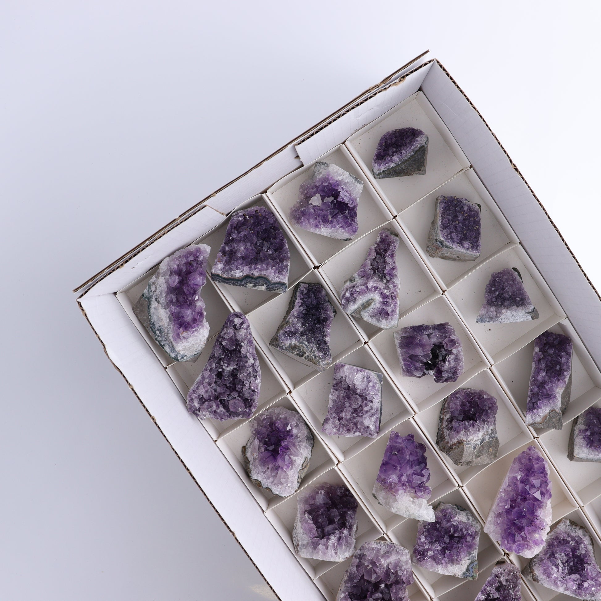 Amethyst Cut Base Set of 24 - Expert Wholesale and Supplier of Wholesale Crystals & Bulk Gemstones, ["Amethyst","Cut Base"]