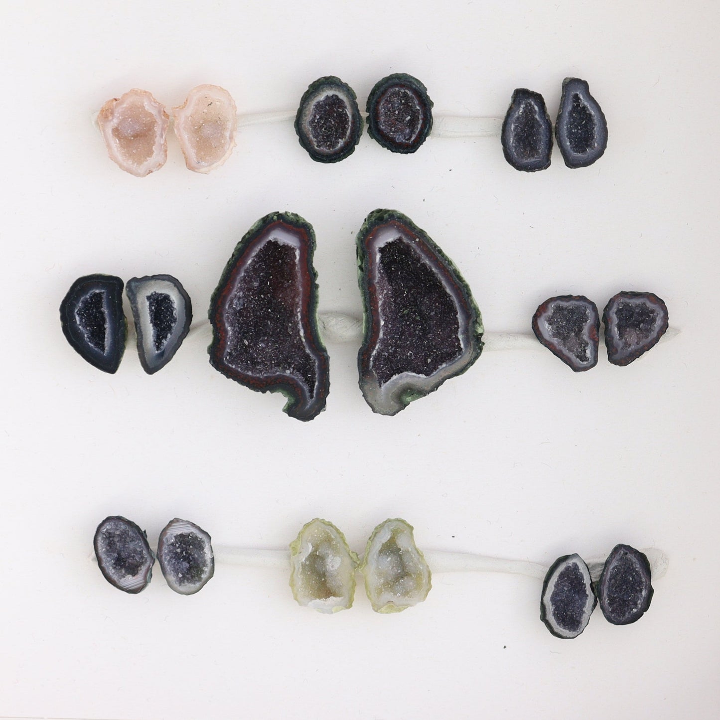 Tabasco Geodes 9 Pairs - Expert Wholesale and Supplier of Wholesale Crystals & Bulk Gemstones, ["Geodes","Tabasco Geode"]