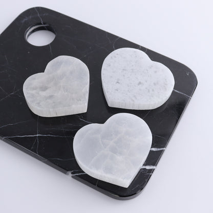 One Selenite (Satin Spar) Heart Flat 6 cm - 7 cm - Expert Wholesale and Supplier of Wholesale Crystals & Bulk Gemstones, ["close_30","Hearts","Morocco","Selenite"]