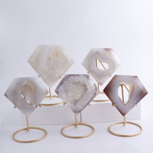 Agate Diamond Carving with Stands Set of 5 - Expert Wholesale and Supplier of Wholesale Crystals & Bulk Gemstones, ["Agate","Diamond"]
