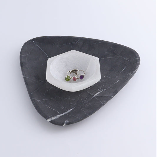 One Selenite (Satin Spar) Hexagon Bowl 10 cm - Expert Wholesale and Supplier of Wholesale Crystals & Bulk Gemstones, ["Bowls","Hexagon","Morocco","Selenite"]