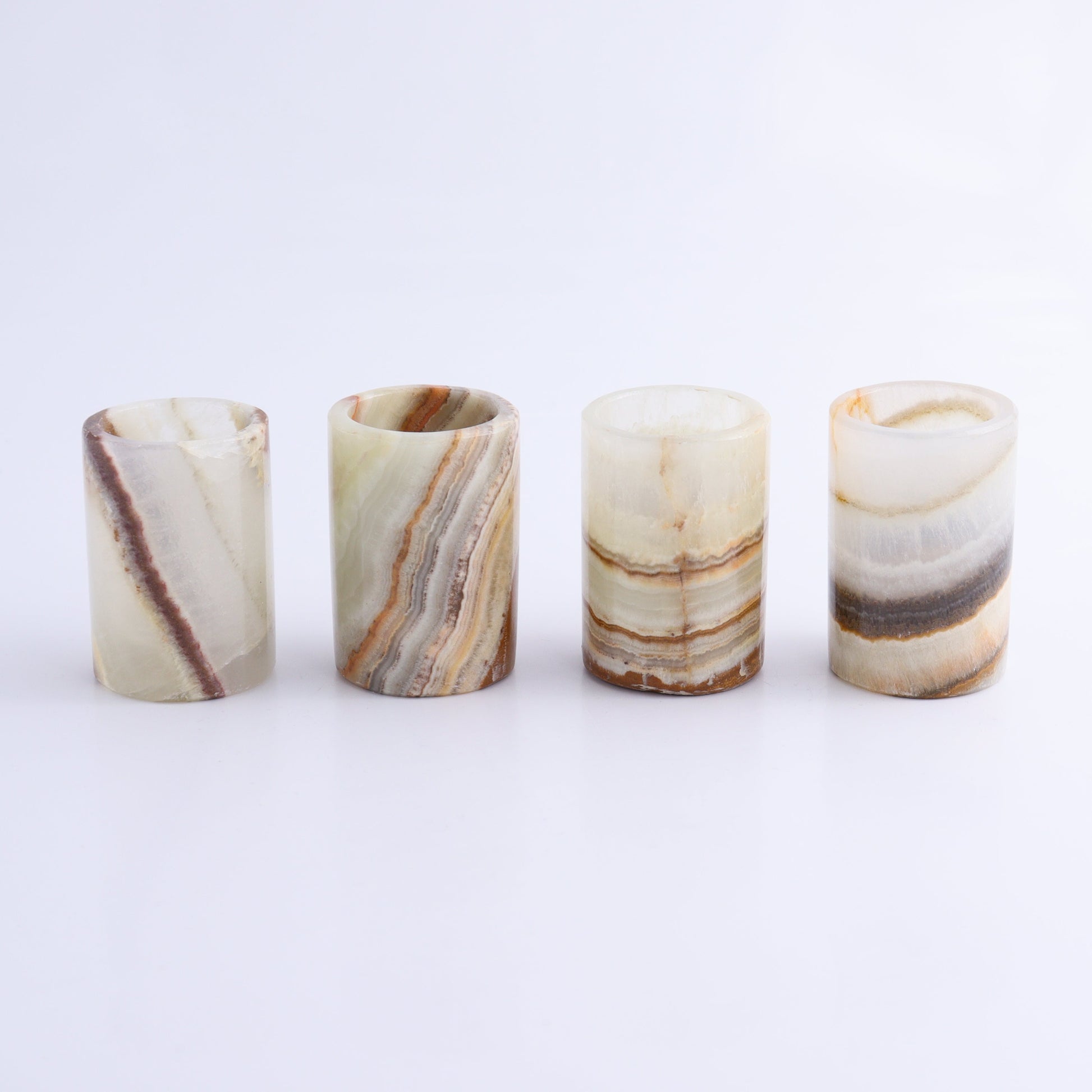 Shot Glass Set Mexican Onyx/Calcite Green - Expert Wholesale and Supplier of Wholesale Crystals & Bulk Gemstones, ["Calcite","Catalog Onyx","Mexico","onyx","Shot Glasses"]