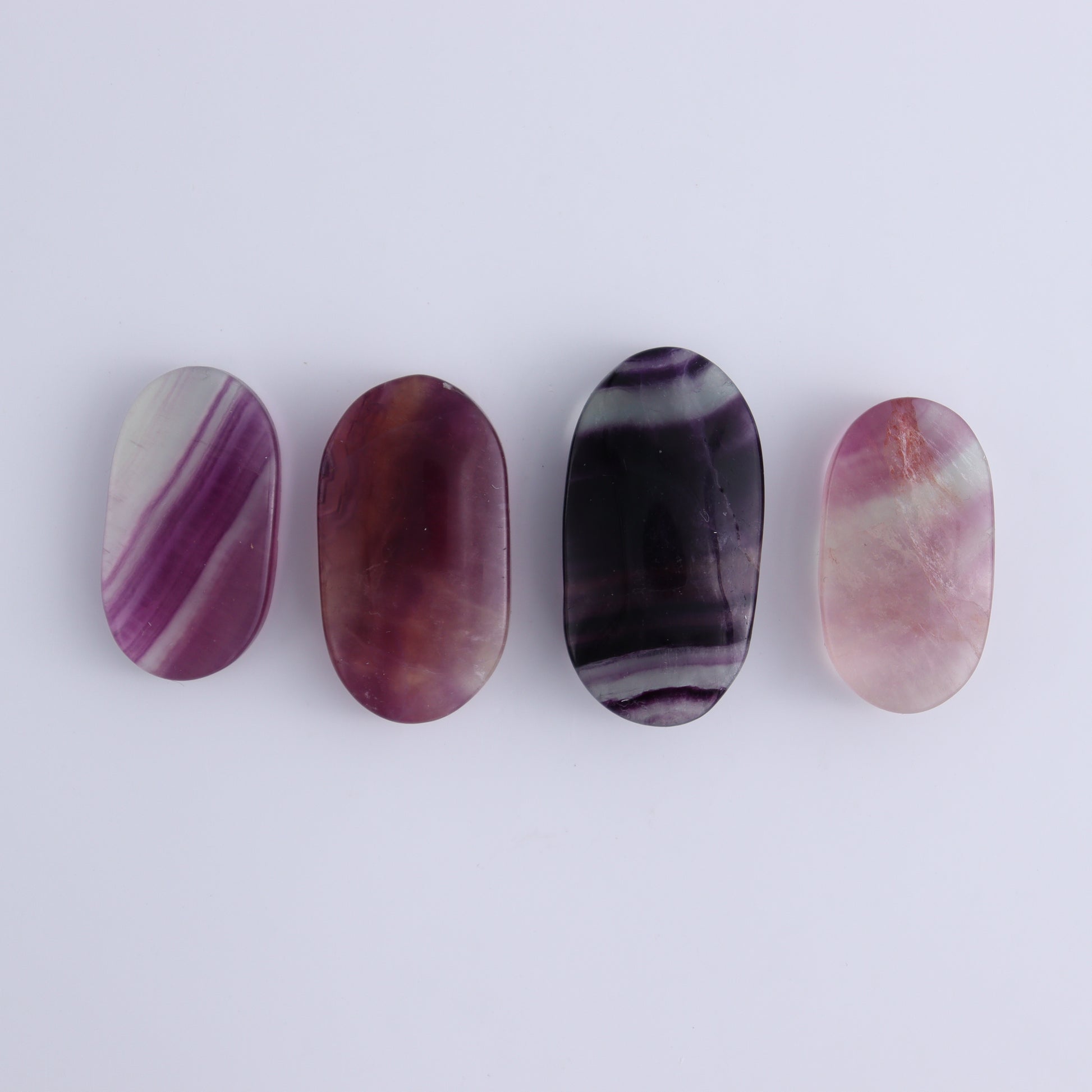 Fluorite Mixed Shapes Set of 7 - Expert Wholesale and Supplier of Wholesale Crystals & Bulk Gemstones, ["Fluorite","heart","Hearts","moons","Oval"]