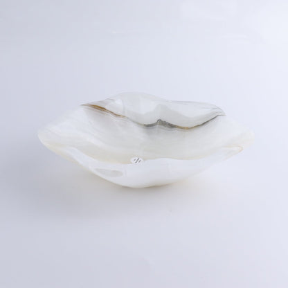 One Bowl Mexican Onyx/Calcite White & Grey Banding