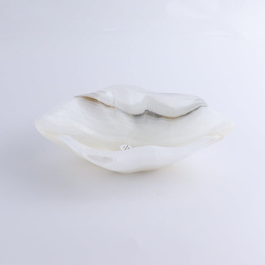 One Bowl Mexican Onyx/Calcite White & Grey Banding