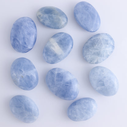 Blue Calcite Palm Stones 1 kg Set - Expert Wholesale and Supplier of Wholesale Crystals & Bulk Gemstones, ["Blue Calcite","Calcite","Madagascar","Palm Stones"]