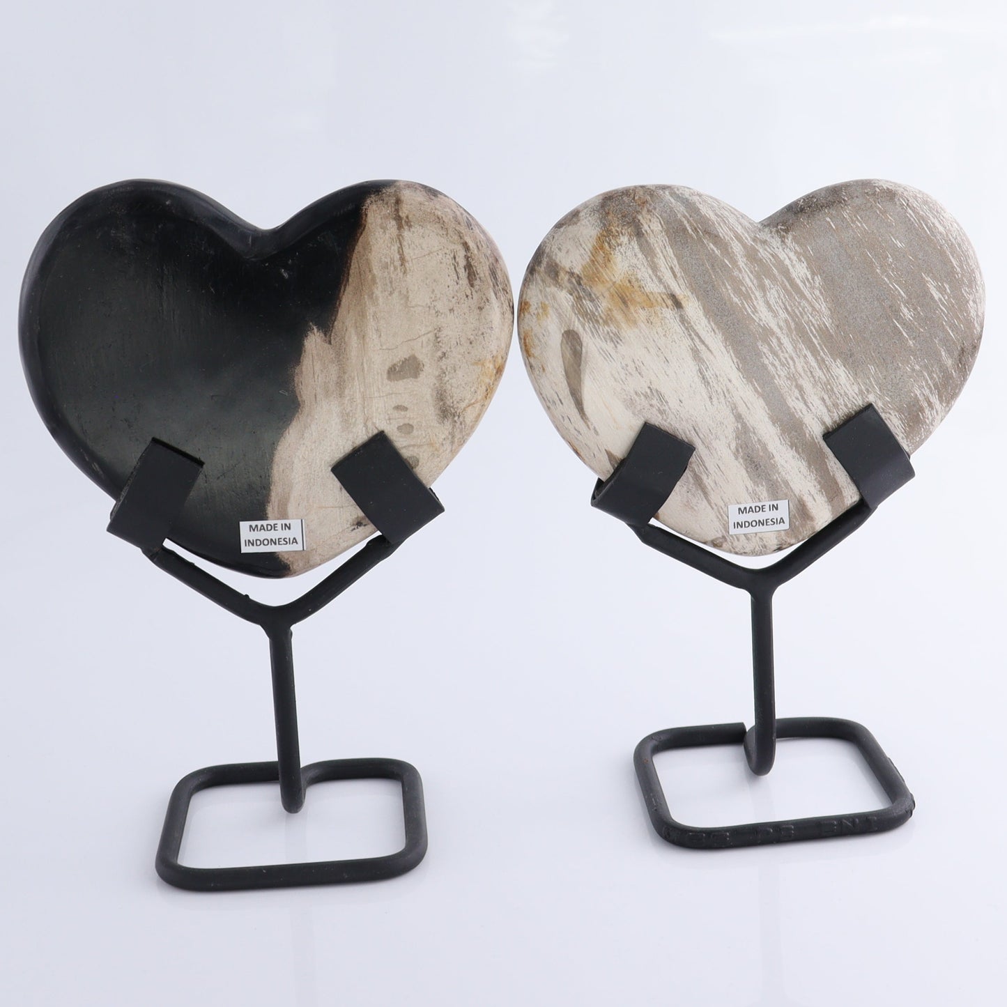 Petrified Wood Hearts with Stands Set of 4 - Expert Wholesale and Supplier of Wholesale Crystals & Bulk Gemstones, ["Hearts","Indonesia","Petrified Wood"]