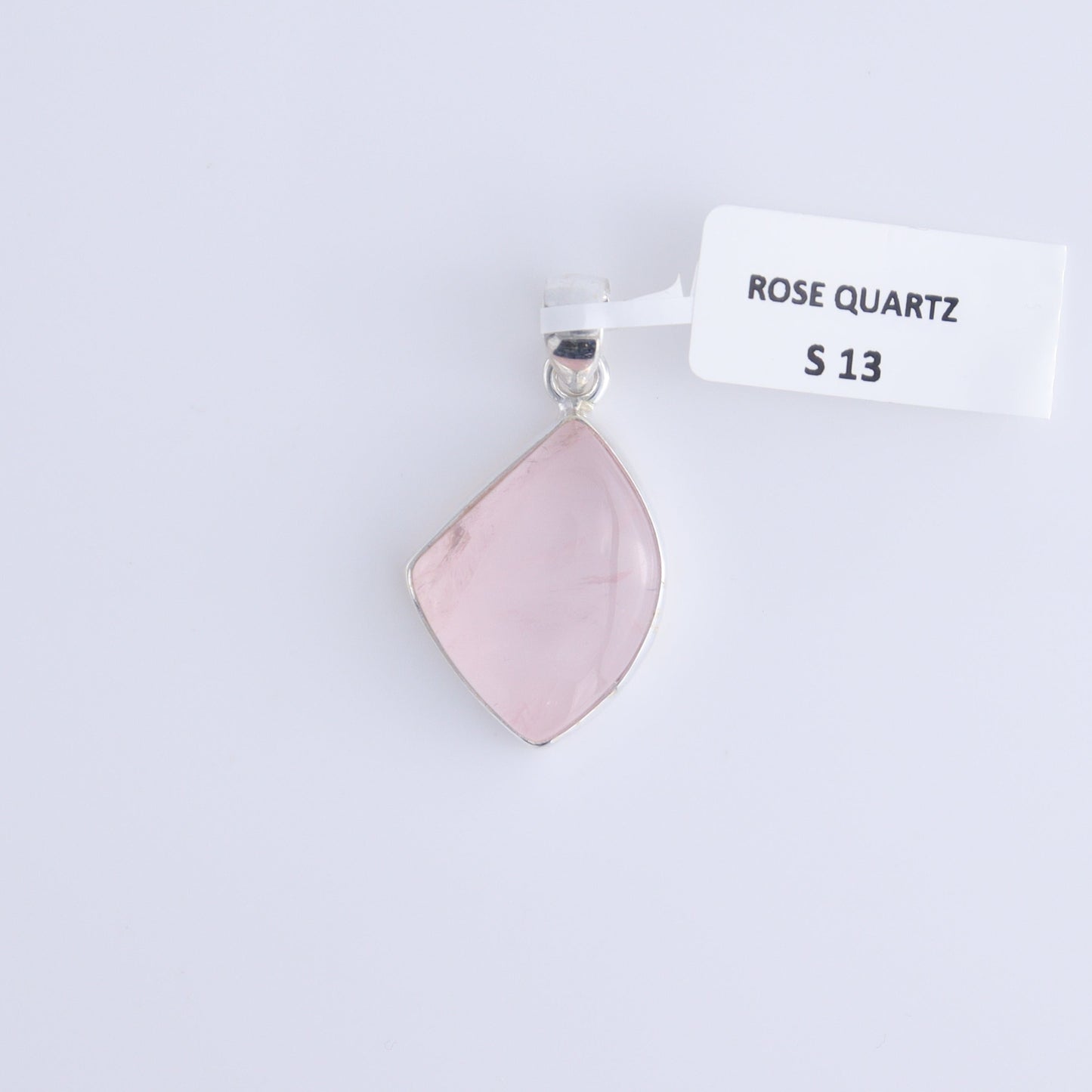 One Rose Quartz Sterling Silver Pendant (chain not included) - Expert Wholesale and Supplier of Wholesale Crystals & Bulk Gemstones, ["Pendant","Rose Quartz","Sterling Silver"]