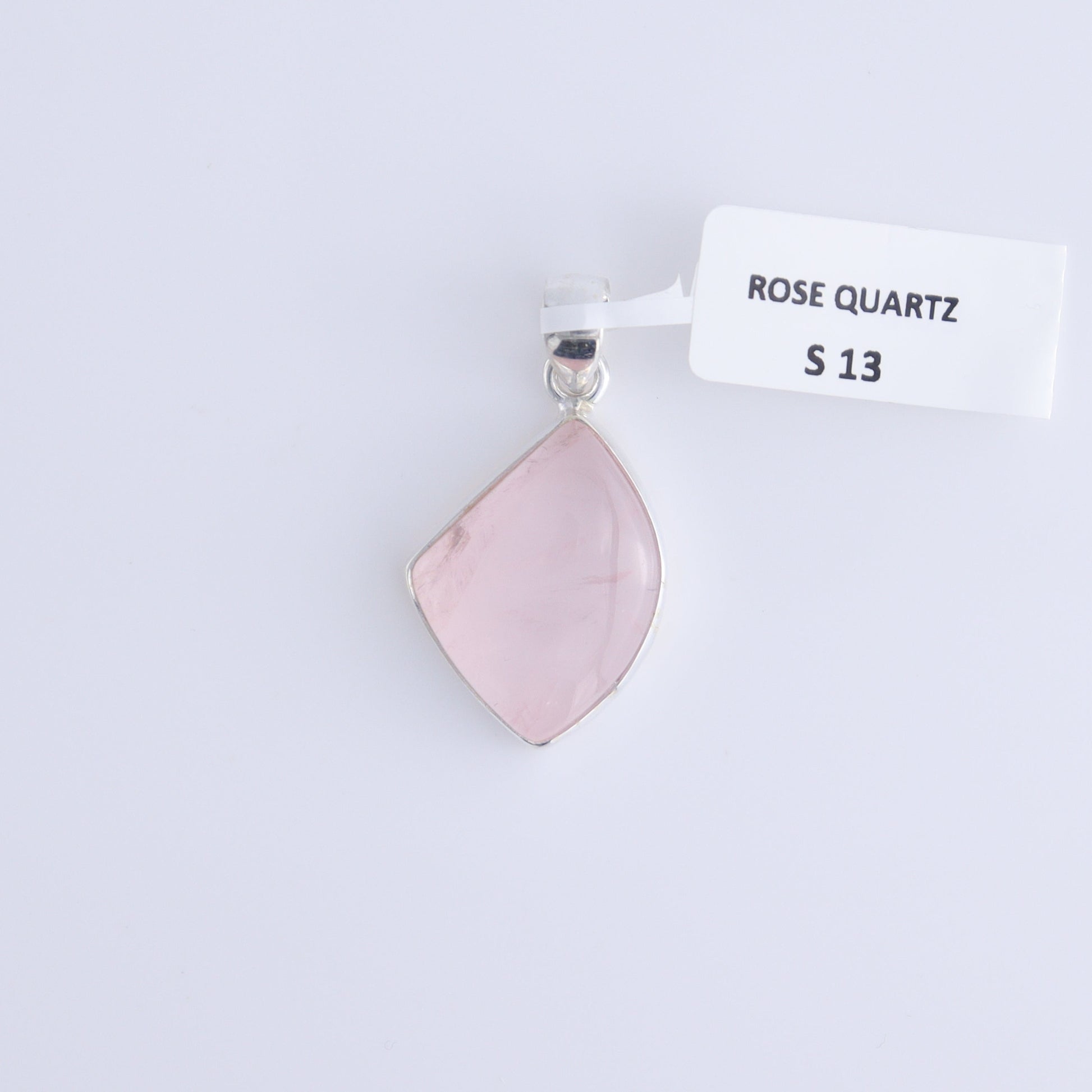 One Rose Quartz Sterling Silver Pendant (chain not included) - Expert Wholesale and Supplier of Wholesale Crystals & Bulk Gemstones, ["Pendant","Rose Quartz","Sterling Silver"]