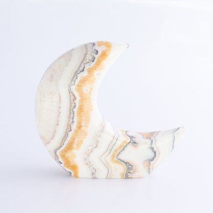 One Standing Moon Mexican Onyx/Calcite Zebra White - Expert Wholesale and Supplier of Wholesale Crystals & Bulk Gemstones, ["Calcite","Catalog Onyx","Mexico","moons","onyx"]