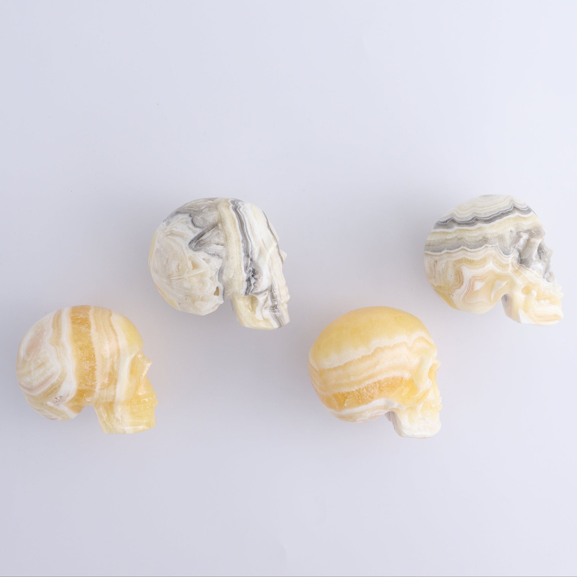 Onyx Skulls Set of 4 - Expert Wholesale and Supplier of Wholesale Crystals & Bulk Gemstones, ["Mexico","onyx","Skulls"]