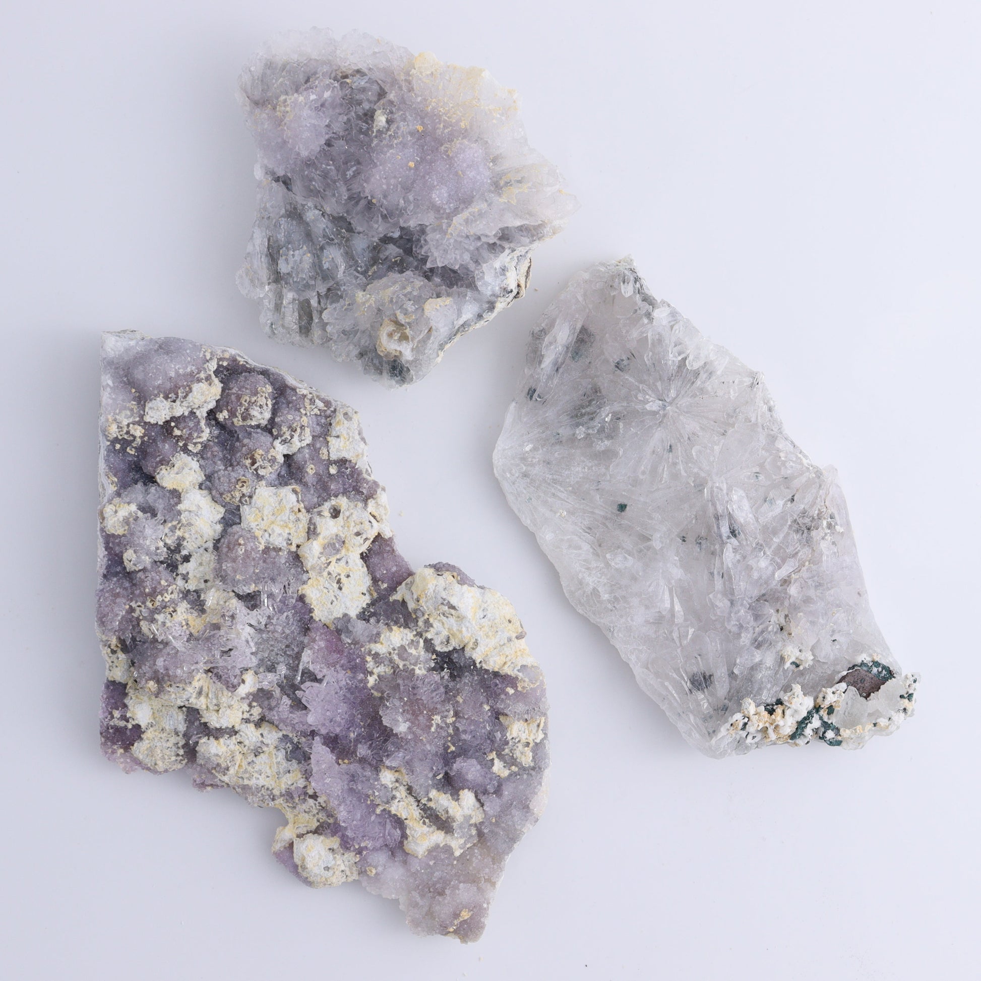 Amethyst Flower Clusters Set of 7 - Expert Wholesale and Supplier of Wholesale Crystals & Bulk Gemstones, ["Amethyst","Amethyst Flowers","Clusters"]