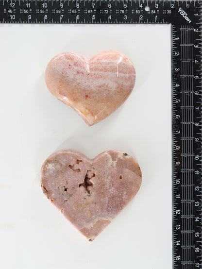 Pink Amethyst Heart Set of 2