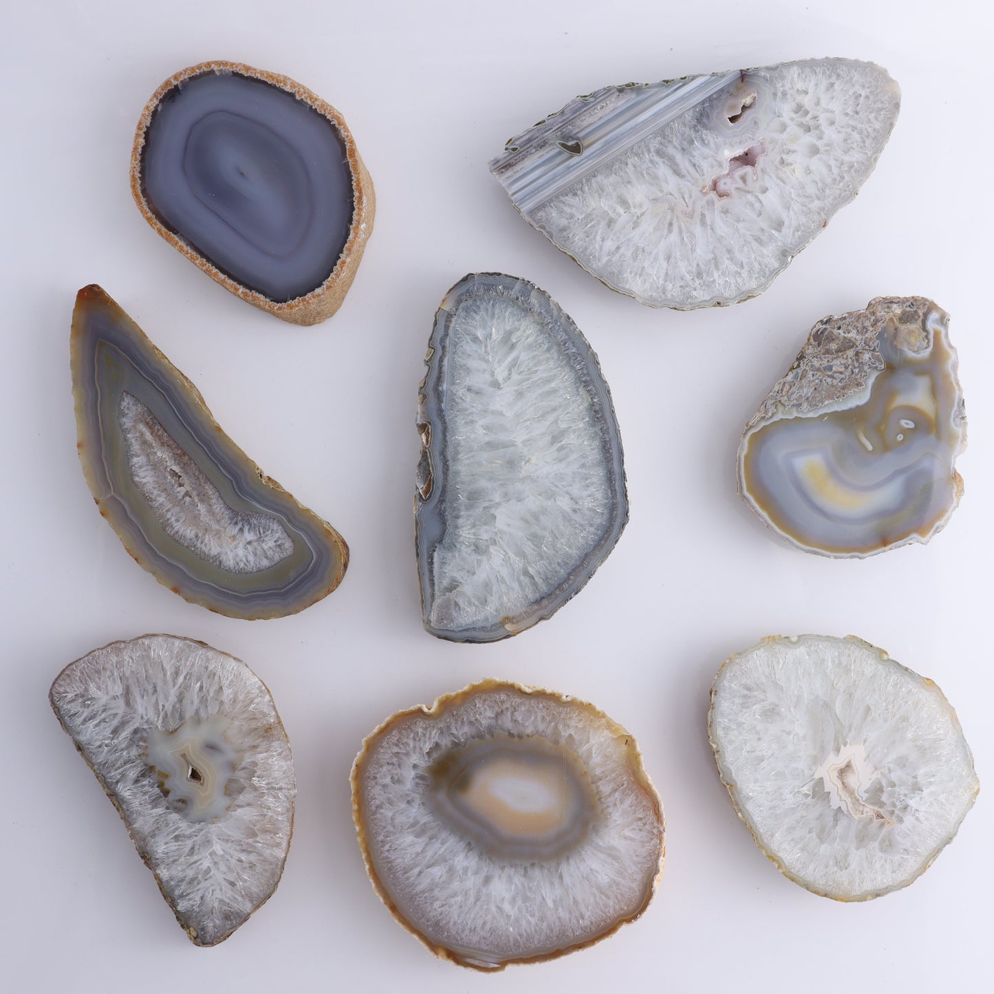 Agate Slices and Slabs Set of 8 - Expert Wholesale and Supplier of Wholesale Crystals & Bulk Gemstones, ["Agate","Brazil","Slices and Slabs"]