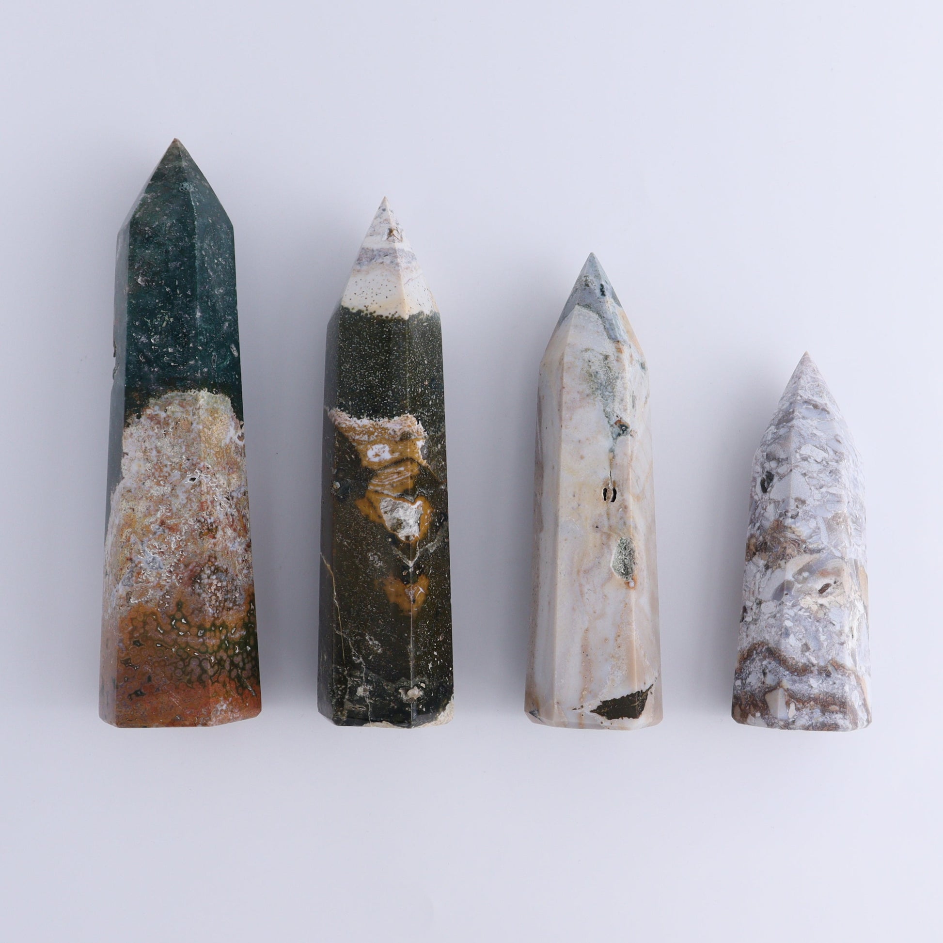 Ocean Jasper Towers Set of 4 - Expert Wholesale and Supplier of Wholesale Crystals & Bulk Gemstones, ["Freeforms","jasper","Ocean Jasper"]
