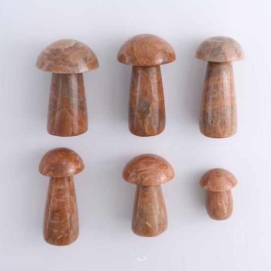 Peach Moonstone Mushrooms Set of 6