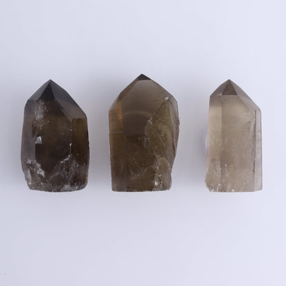 Smoky Quartz Polished Tops Set of 35 - Expert Wholesale and Supplier of Wholesale Crystals & Bulk Gemstones, ["Brazil","close_70","Points","Quartz","Smoky Quartz"]