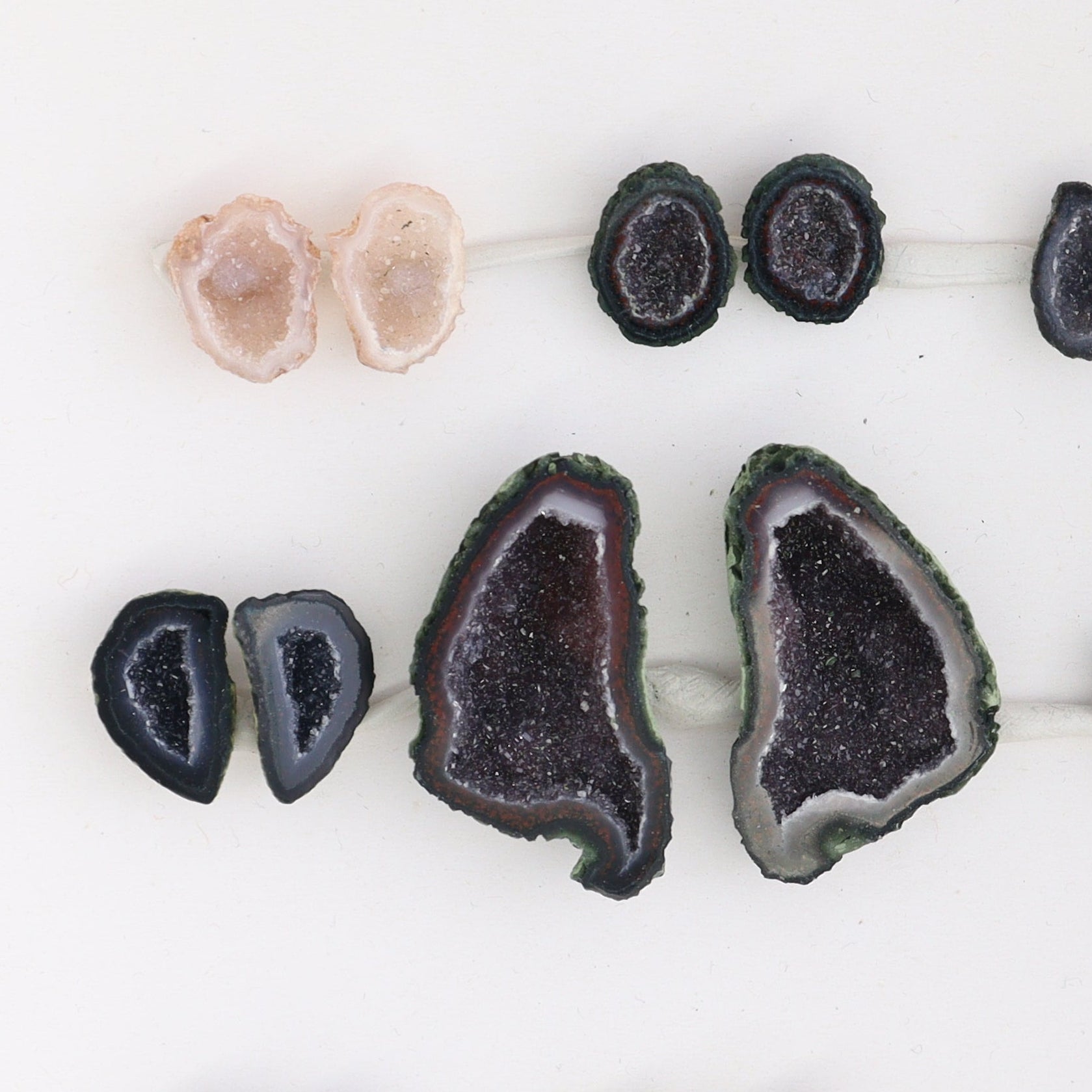 Tabasco Geodes 9 Pairs - Expert Wholesale and Supplier of Wholesale Crystals & Bulk Gemstones, ["Geodes","Tabasco Geode"]