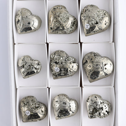 Pyrite Hearts Set of 9 - Expert Wholesale and Supplier of Wholesale Crystals & Bulk Gemstones, ["Hearts","Peru","Pyrite"]
