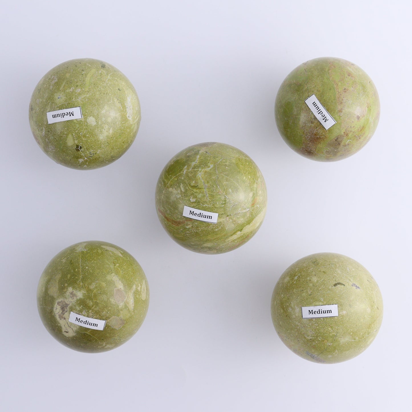 Green Opal Spheres Set of 5 - Expert Wholesale and Supplier of Wholesale Crystals & Bulk Gemstones, ["green opal","Spheres"]