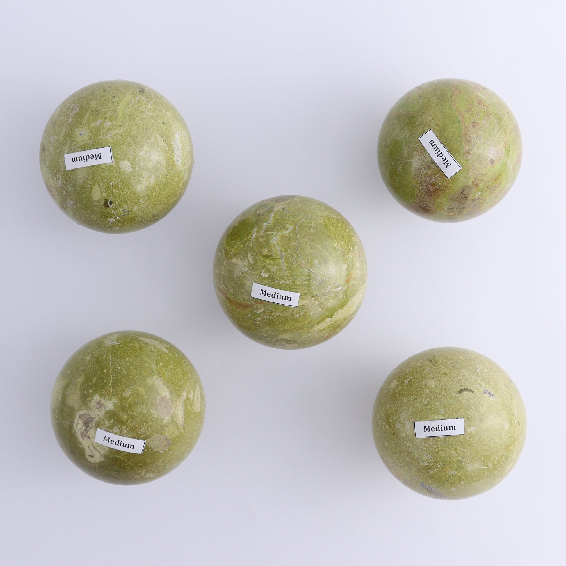 Green Opal Spheres Set of 5 - Expert Wholesale and Supplier of Wholesale Crystals & Bulk Gemstones, ["green opal","Spheres"]