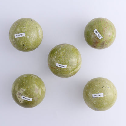 Green Opal Spheres Set of 5 - Expert Wholesale and Supplier of Wholesale Crystals & Bulk Gemstones, ["green opal","Spheres"]