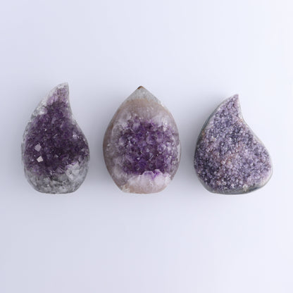 Uruguay Druzy Amethyst Flames Set of 3 - Expert Wholesale and Supplier of Wholesale Crystals & Bulk Gemstones, ["Amethyst","flames","Uruguay"]