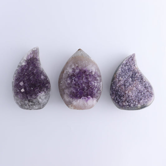 Uruguay Druzy Amethyst Flames Set of 3