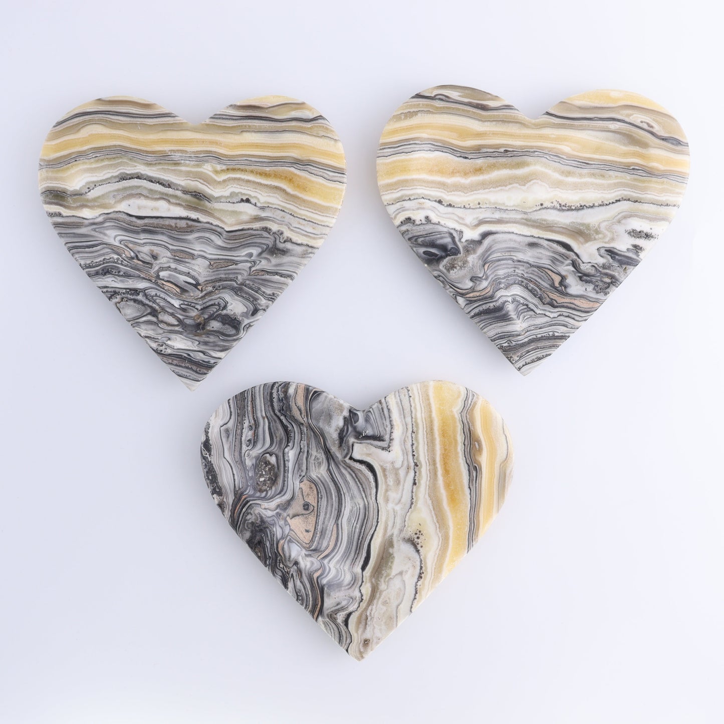 One Mexican Onyx/Calcite Zebra Heart Dish - Expert Wholesale and Supplier of Wholesale Crystals & Bulk Gemstones, ["Calcite","Catalog Onyx","Decorative Dish","heart","Hearts","Mexico","onyx"]