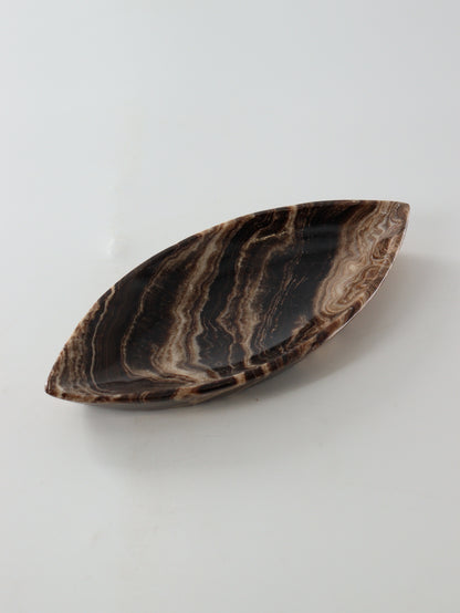 Large Chocolate Onyx Leaf Dishes Set of 6