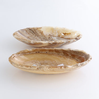 One Mexican Onyx/Calcite Porous Small Canoe Bowl