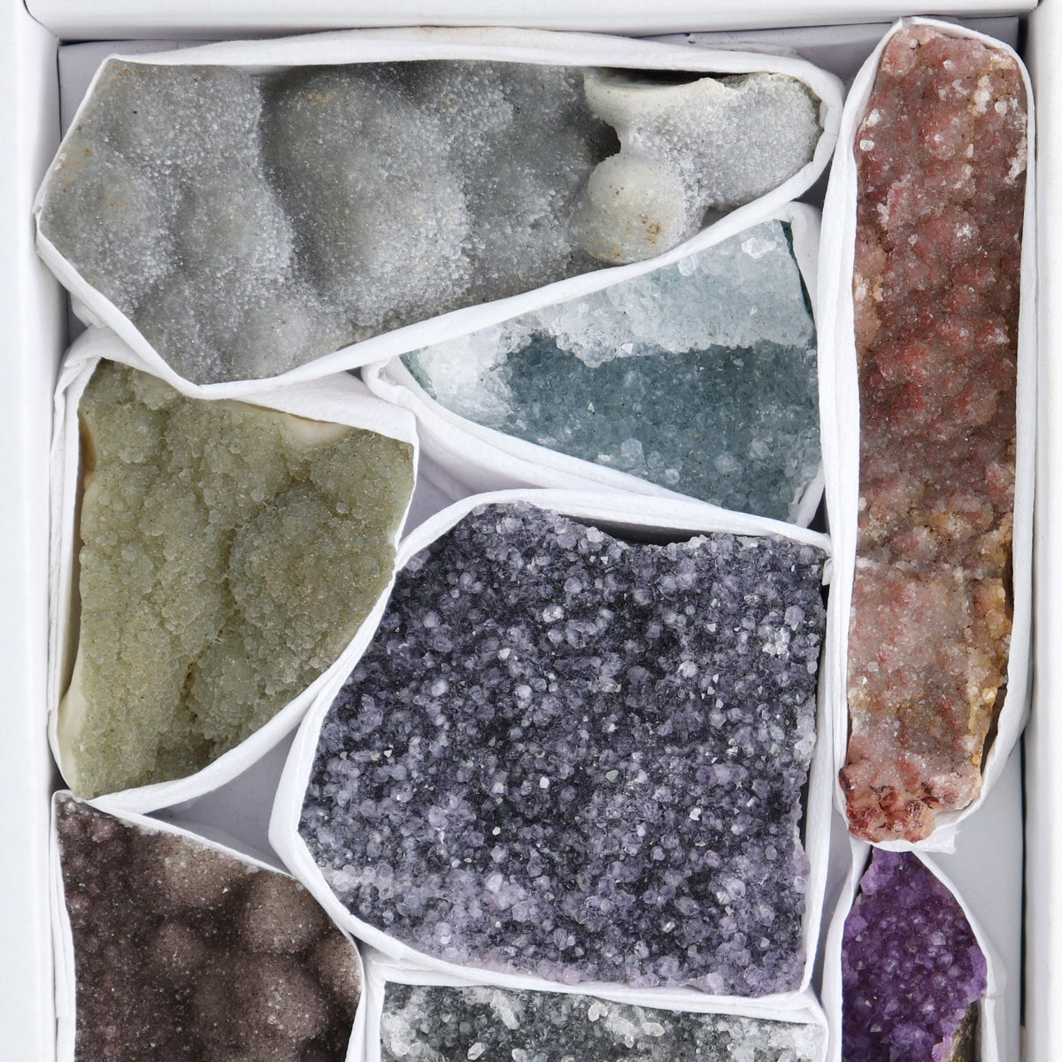 Uruguay Rainbow Amethyst Clusters Flat of 11
