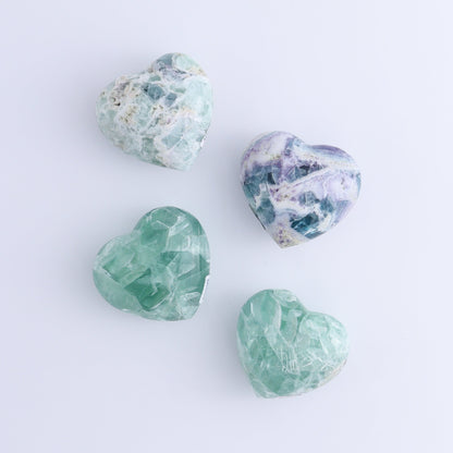 Fluorite Hearts Set of 7 - Expert Wholesale and Supplier of Wholesale Crystals & Bulk Gemstones, ["Fluorite","Hearts","Mexico"]